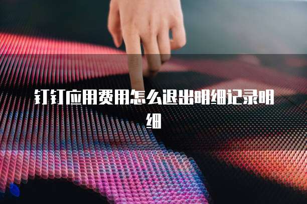 钉钉应用费用怎么退出明细记录明细