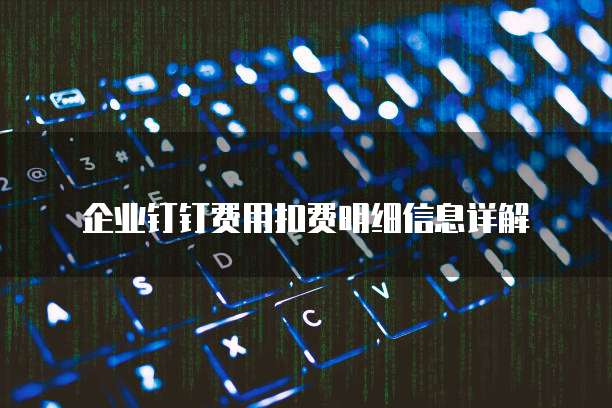 企业钉钉费用扣费明细信息详解