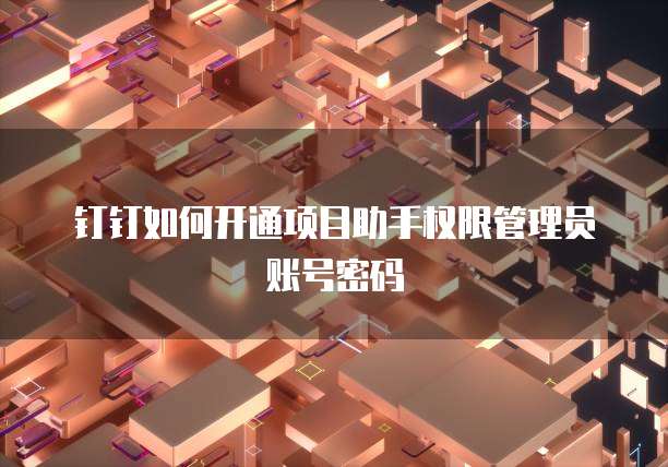 钉钉如何开通项目助手权限管理员账号密码