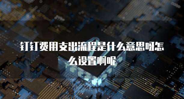 钉钉费用支出流程是什么意思呀怎么设置啊呢
