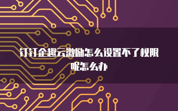 钉钉企趣云激励怎么设置不了权限呢怎么办