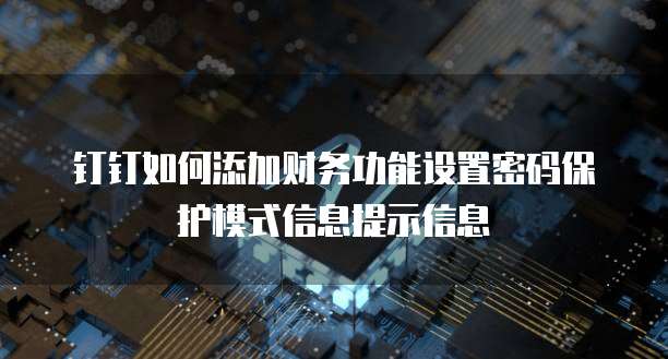 钉钉如何添加财务功能设置密码保护模式信息提示信息