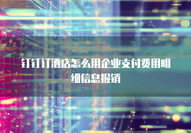 钉钉订酒店怎么用企业支付费用明细信息报销