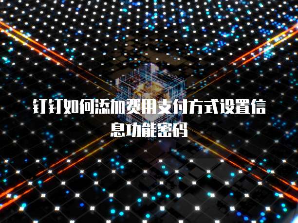 钉钉如何添加费用支付方式设置信息功能密码