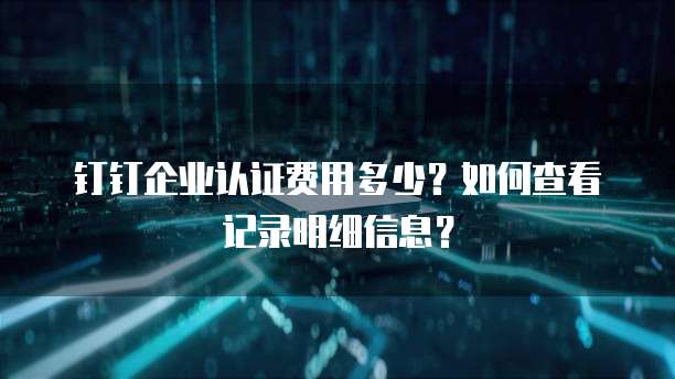 钉钉企业认证费用多少?如何查看记录明细信息?