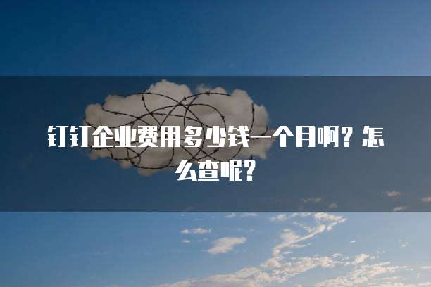 钉钉企业费用多少钱一个月啊?怎么查呢?