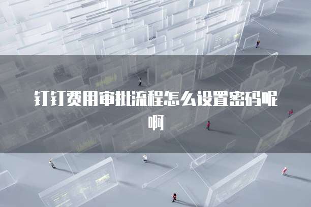 钉钉费用审批流程怎么设置密码呢啊