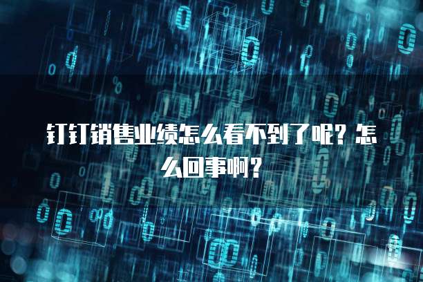 钉钉销售业绩怎么看不到了呢?怎么回事啊?