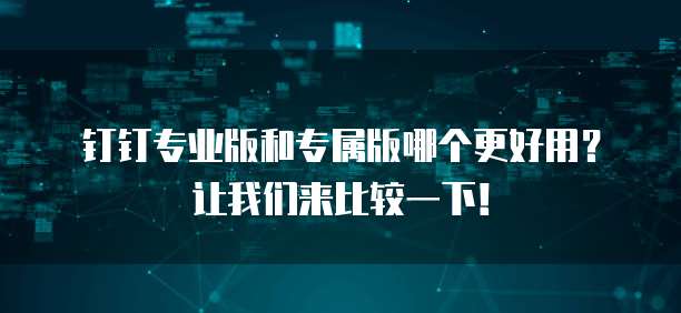 钉钉专业版和专属版哪个更好用?让我们来比较一下!