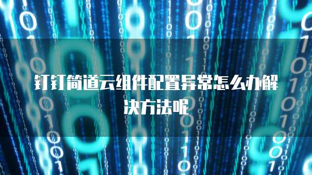 钉钉简道云组件配置异常怎么办解决方法呢