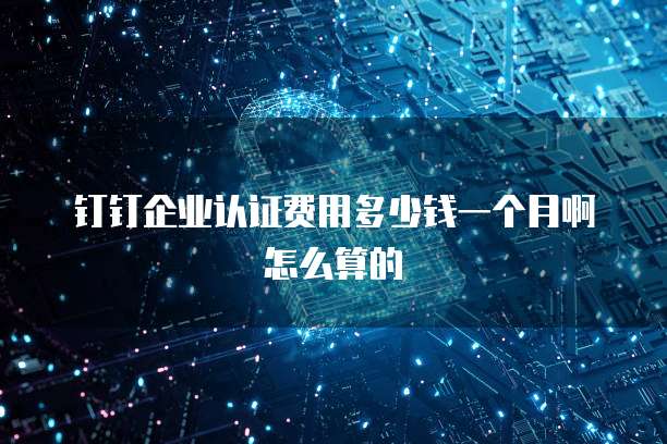 钉钉企业认证费用多少钱一个月啊怎么算的