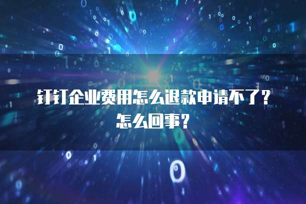 钉钉企业费用怎么退款申请不了？怎么回事？