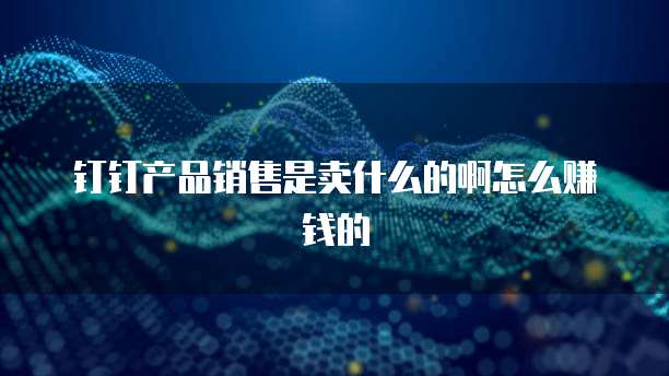 钉钉产品销售是卖什么的啊怎么赚钱的
