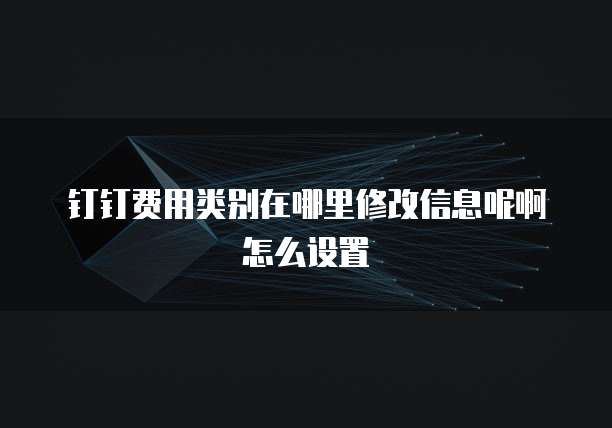 钉钉费用类别在哪里修改信息呢啊怎么设置