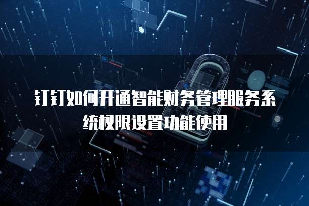 钉钉如何开通智能财务管理服务系统权限设置功能使用