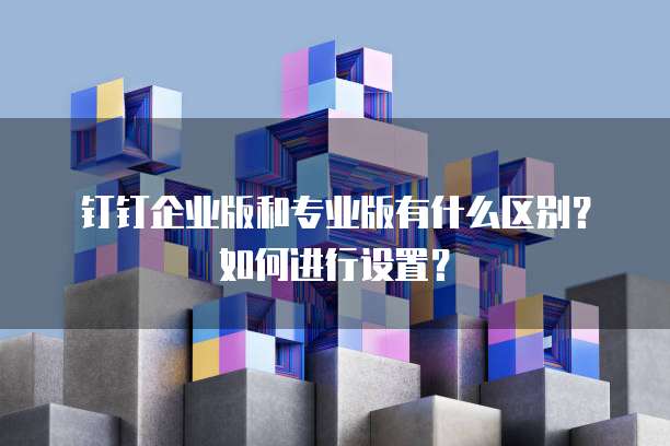 钉钉企业版和专业版有什么区别?如何进行设置?