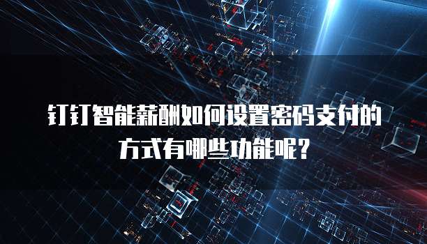 钉钉智能薪酬如何设置密码支付的方式有哪些功能呢?
