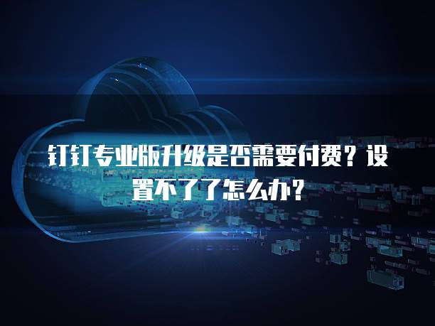 钉钉专业版升级是否需要付费?设置不了了怎么办?