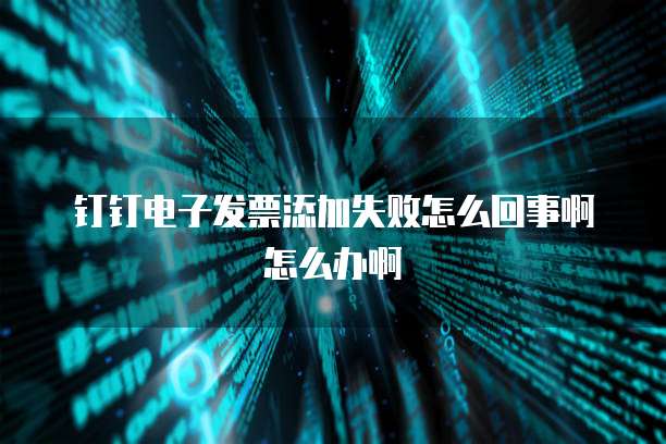 钉钉电子发票添加失败怎么回事啊怎么办啊