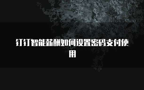 钉钉智能薪酬如何设置密码支付使用