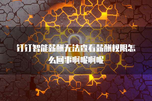 钉钉智能薪酬无法查看薪酬权限怎么回事啊呢啊呢