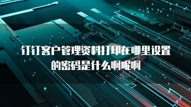 钉钉客户管理资料打印在哪里设置的密码是什么啊呢啊