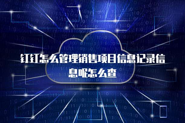 钉钉怎么管理销售项目信息记录信息呢怎么查