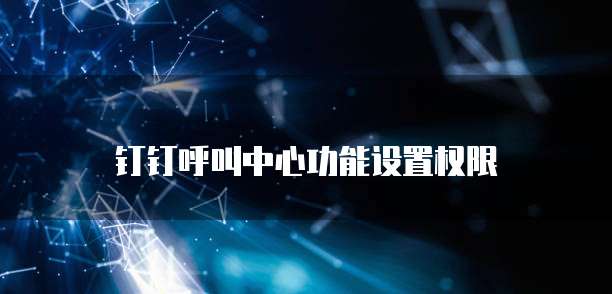 钉钉呼叫中心功能设置权限