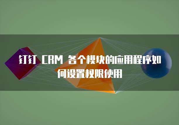 钉钉 CRM 各个模块的应用程序如何设置权限使用
