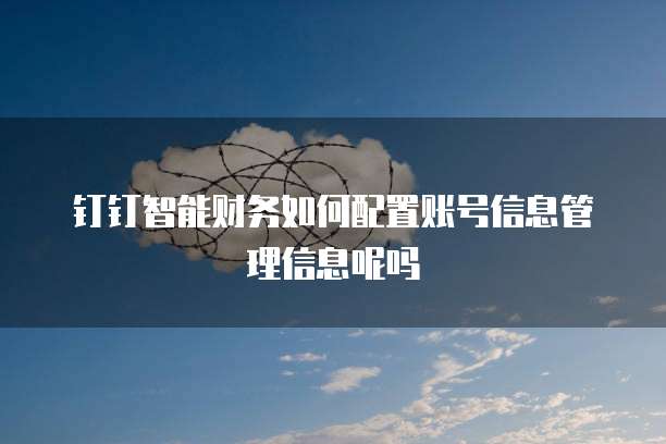钉钉智能财务如何配置账号信息管理信息呢吗
