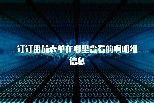 钉钉番茄表单在哪里查看的啊明细信息