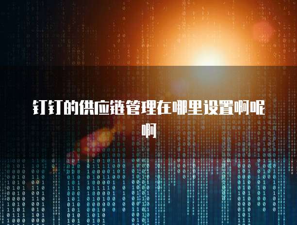 钉钉的供应链管理在哪里设置啊呢啊