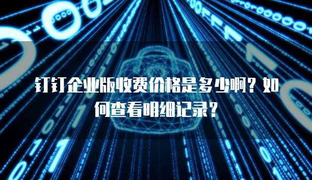 钉钉企业版收费价格是多少啊?如何查看明细记录?