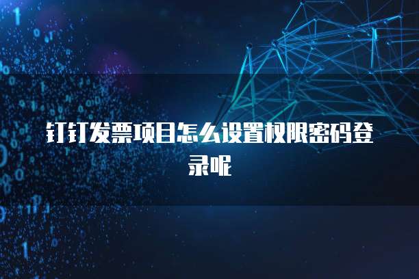 钉钉发票项目怎么设置权限密码登录呢