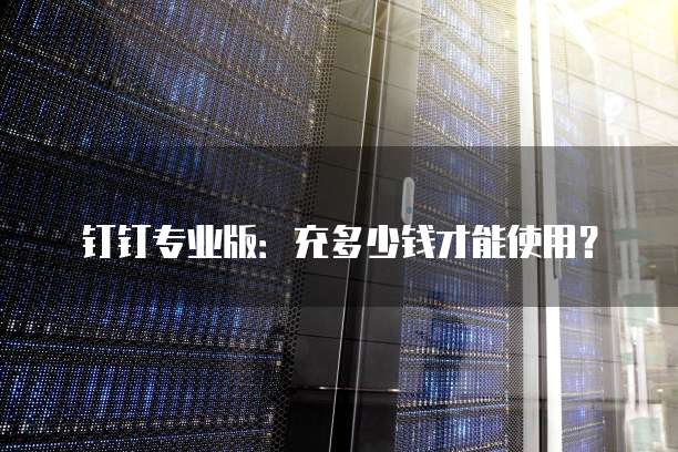 钉钉专业版:充多少钱才能使用?