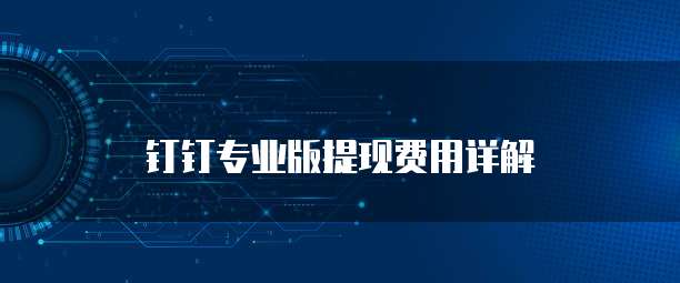 钉钉专业版提现费用详解