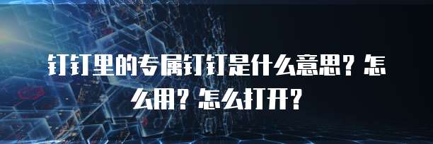 钉钉里的专属钉钉是什么意思?怎么用?怎么打开?