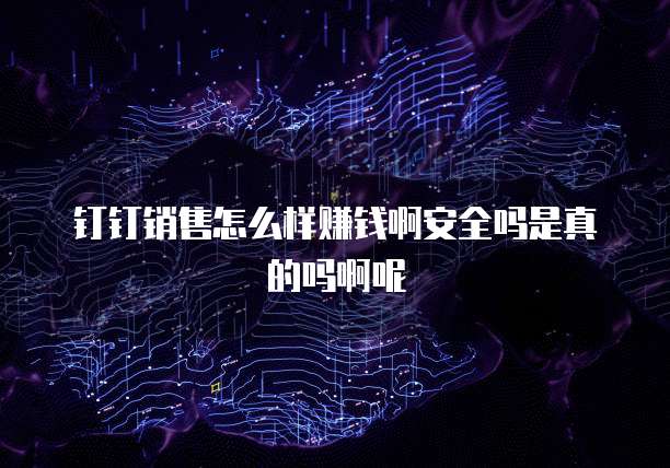 钉钉销售怎么样赚钱啊安全吗是真的吗啊呢