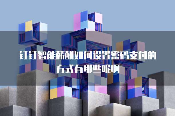 钉钉智能薪酬如何设置密码支付的方式有哪些呢啊