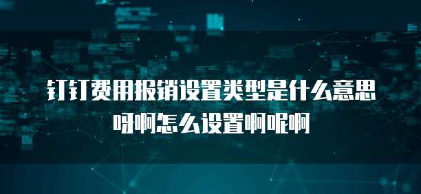 钉钉费用报销设置类型是什么意思呀啊怎么设置啊呢啊