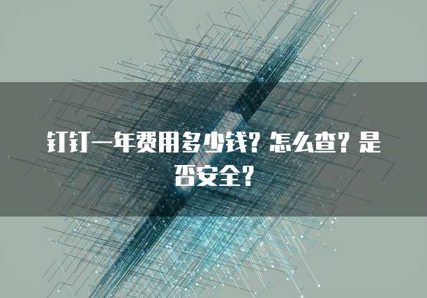 钉钉一年费用多少钱?怎么查?是否安全?
