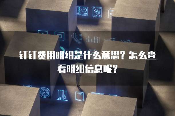 钉钉费用明细是什么意思?怎么查看明细信息呢?