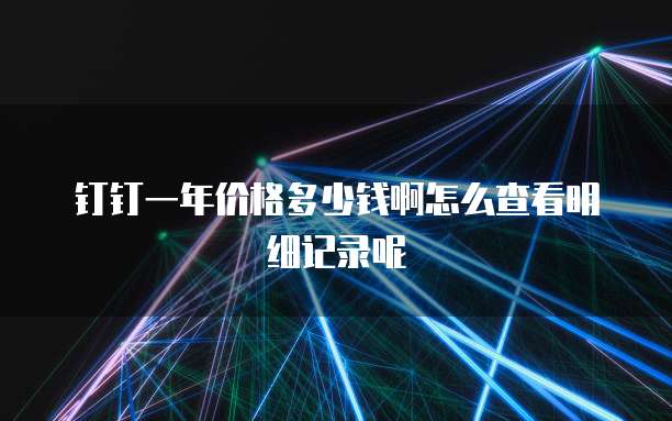 钉钉一年价格多少钱啊怎么查看明细记录呢
