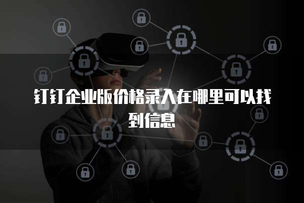 钉钉企业版价格录入在哪里可以找到信息