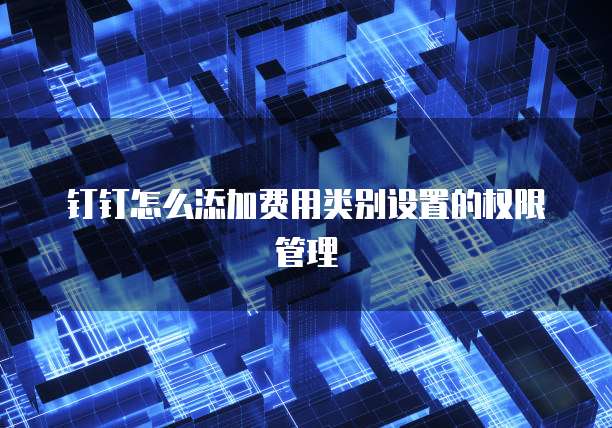 钉钉怎么添加费用类别设置的权限管理