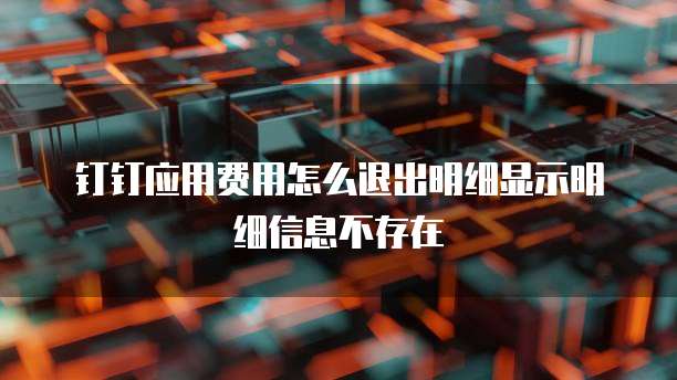 钉钉应用费用怎么退出明细显示明细信息不存在