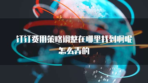 钉钉费用策略调整在哪里找到啊呢怎么弄的