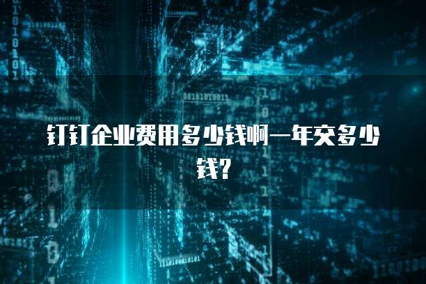 钉钉企业费用多少钱啊一年交多少钱?