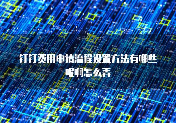 钉钉费用申请流程设置方法有哪些呢啊怎么弄