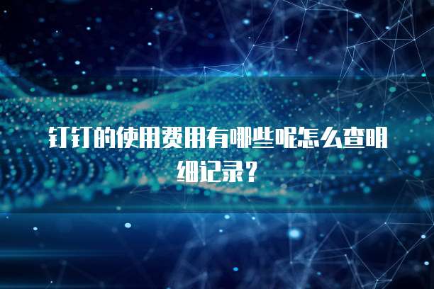 钉钉的使用费用有哪些呢怎么查明细记录?